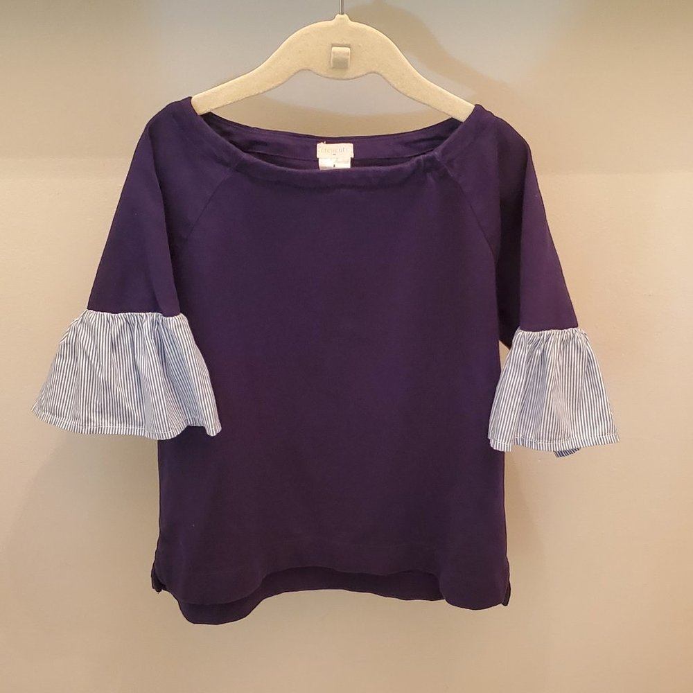 Girls Jcrew navy flutter/ruffle  sleeve